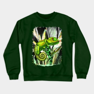 Chameleon Hunter Weird Surreal Animal Crewneck Sweatshirt